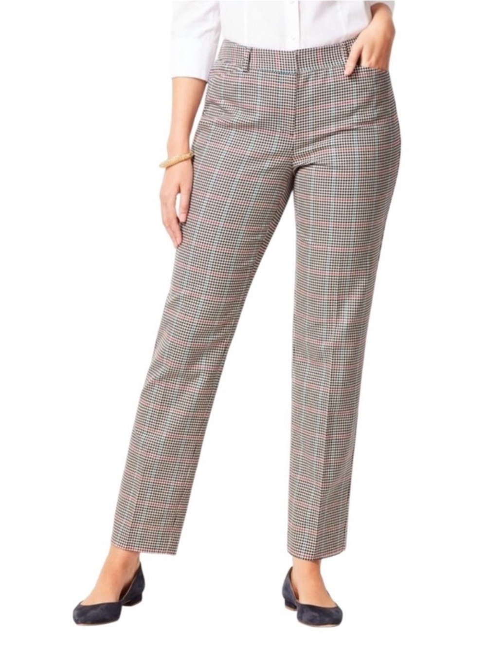 Talbots Hampshire Ankle Pants Plaid Houndstooth Size 14P Office Workwear